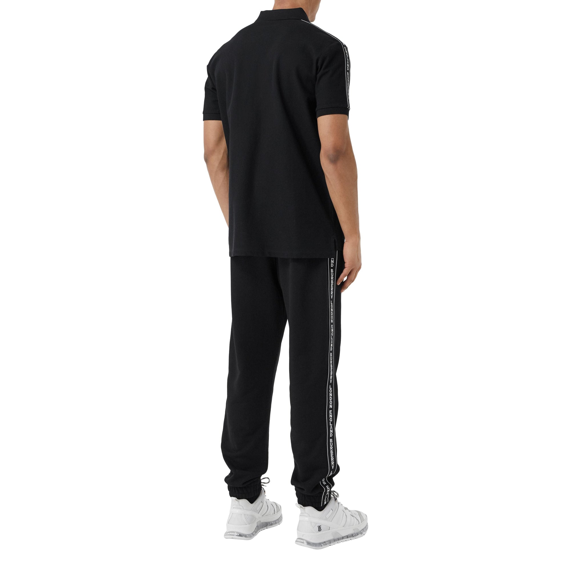 Polo en piqué en coton à bandes - Black