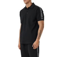Polo en piqué en coton à bandes - Black
