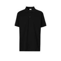 Polo en piqué en coton à bandes - Black