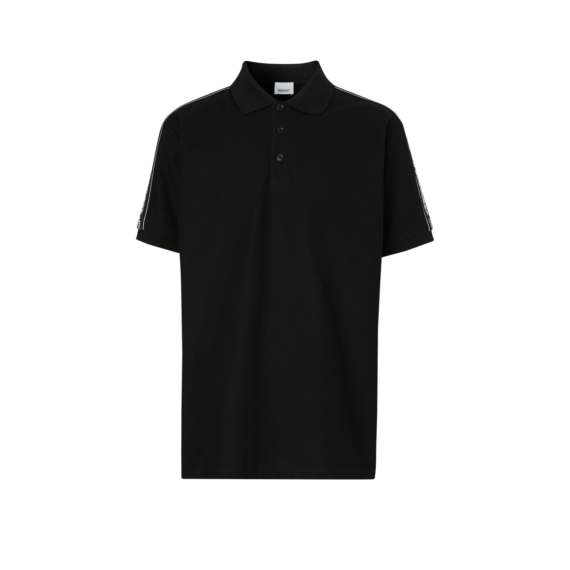Polo en piqué en coton à bandes - Black