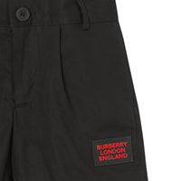 Short ajusté en sergé de coton avec logo appliqué - Black