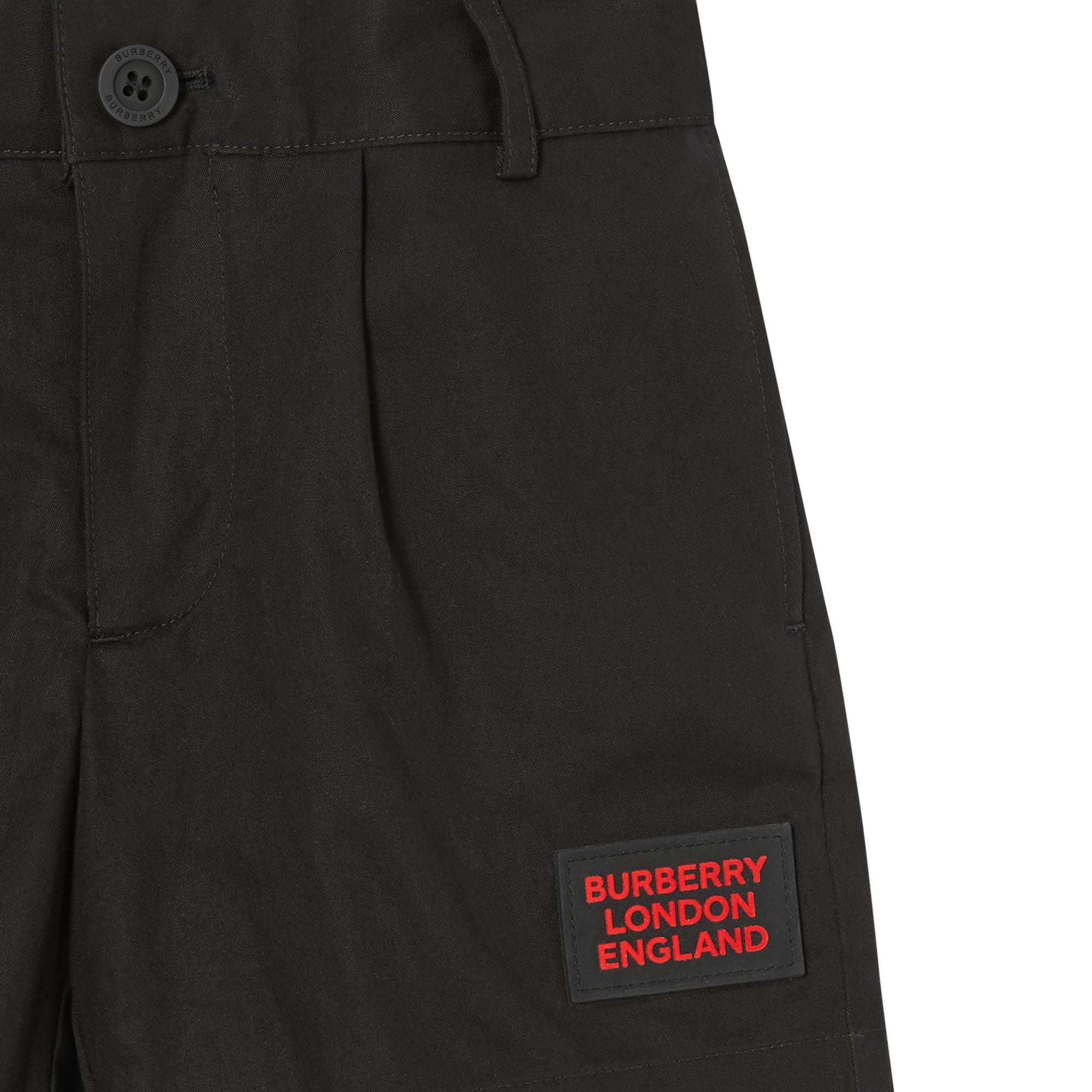 Short ajusté en sergé de coton avec logo appliqué - Black