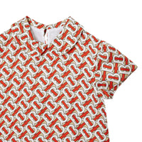 Robe en soie Monogram à col claudine - Vermillion Red