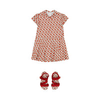 Robe en soie Monogram à col claudine - Vermillion Red