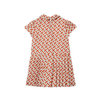 Robe en soie Monogram à col claudine - Vermillion Red