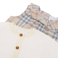 Coffret cadeau trois pièces en coton Vintage check - Pale Stone Check