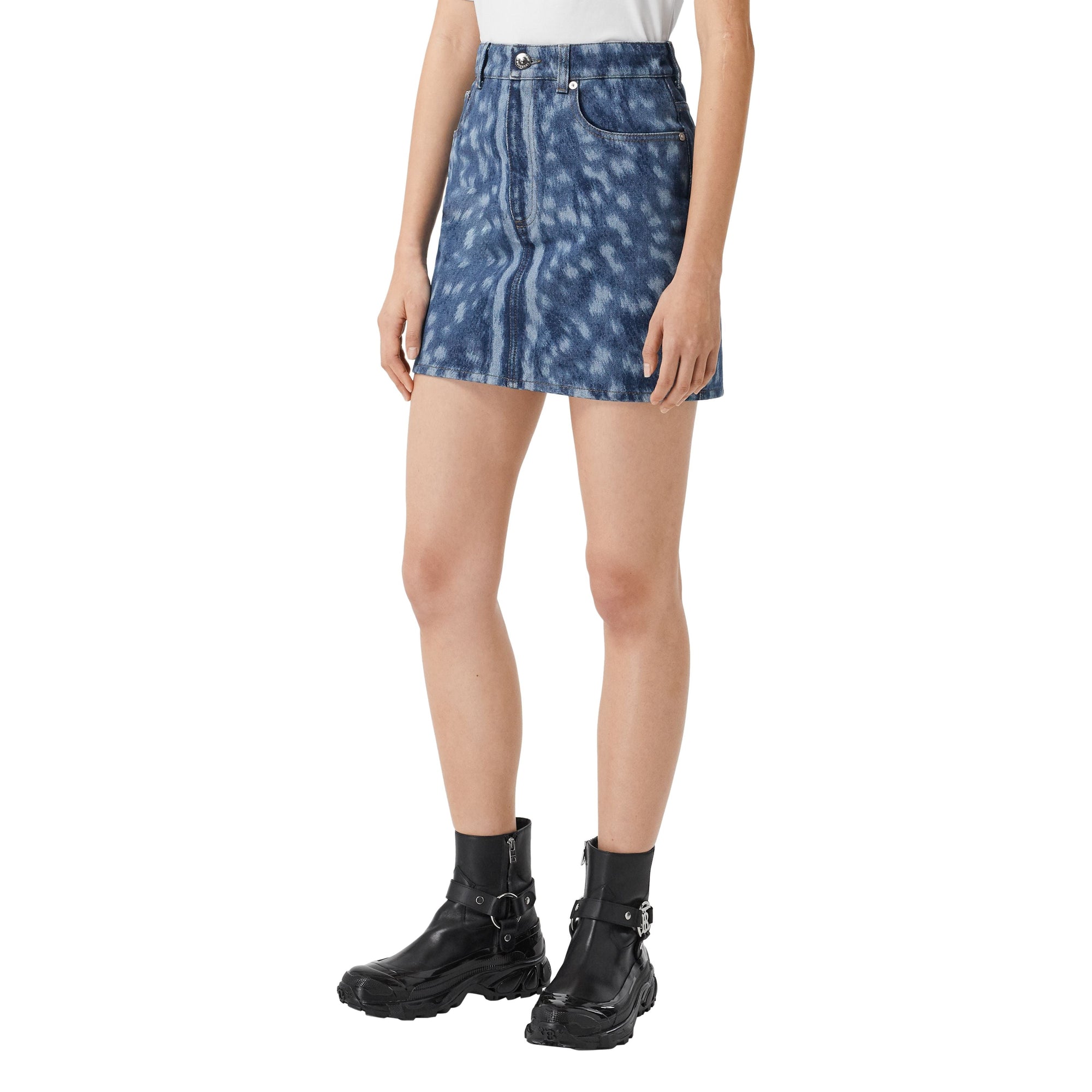 Minijupe en denim à imprimé daim - Mid Indigo