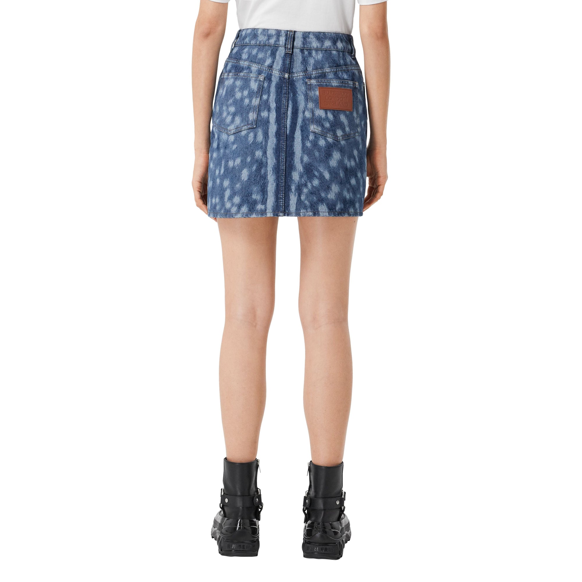 Minijupe en denim à imprimé daim - Mid Indigo