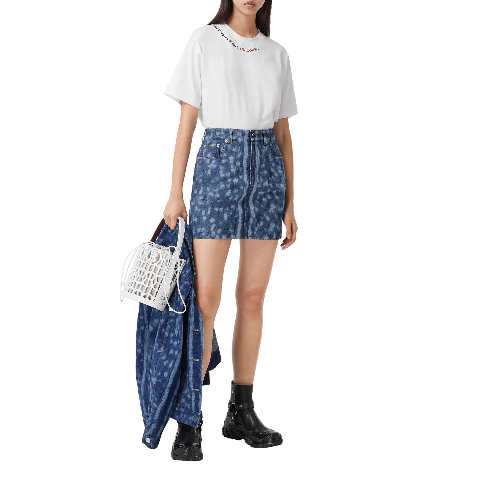 Minijupe en denim à imprimé daim - Mid Indigo