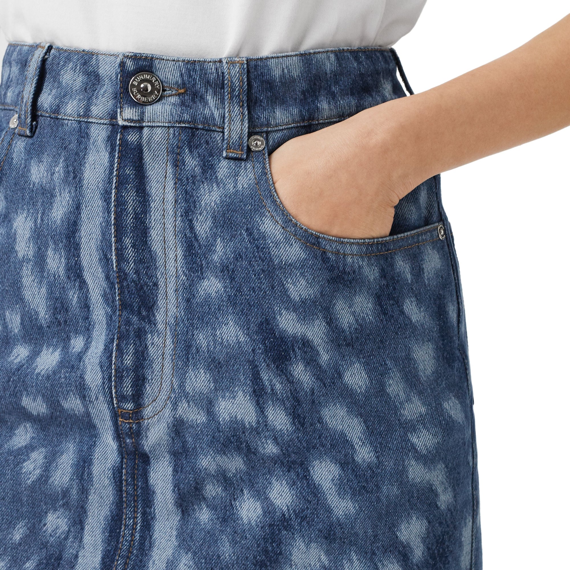 Minijupe en denim à imprimé daim - Mid Indigo