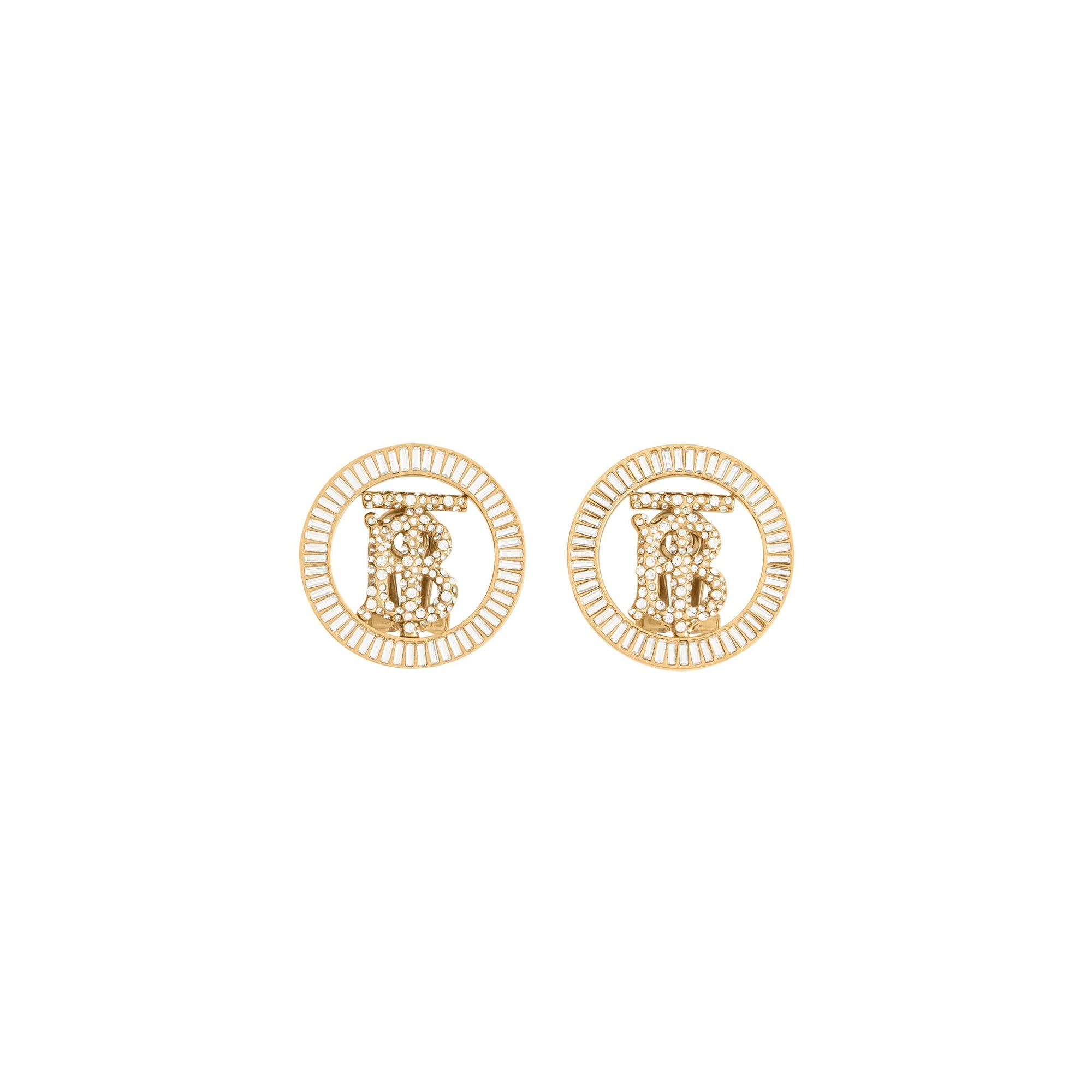 Boucles d'oreilles monogramme plaquées or à cristaux - Light Gold & Crystal
