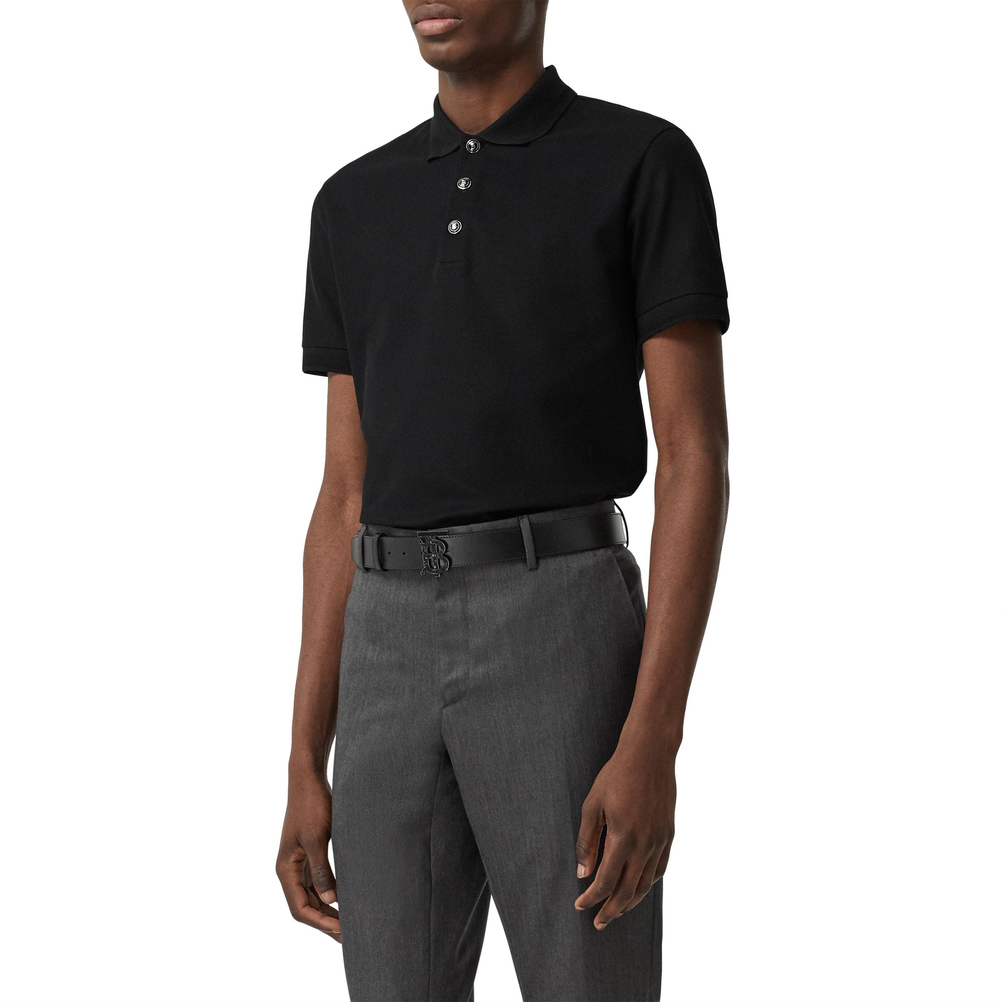 Polo en piqué de coton - Black