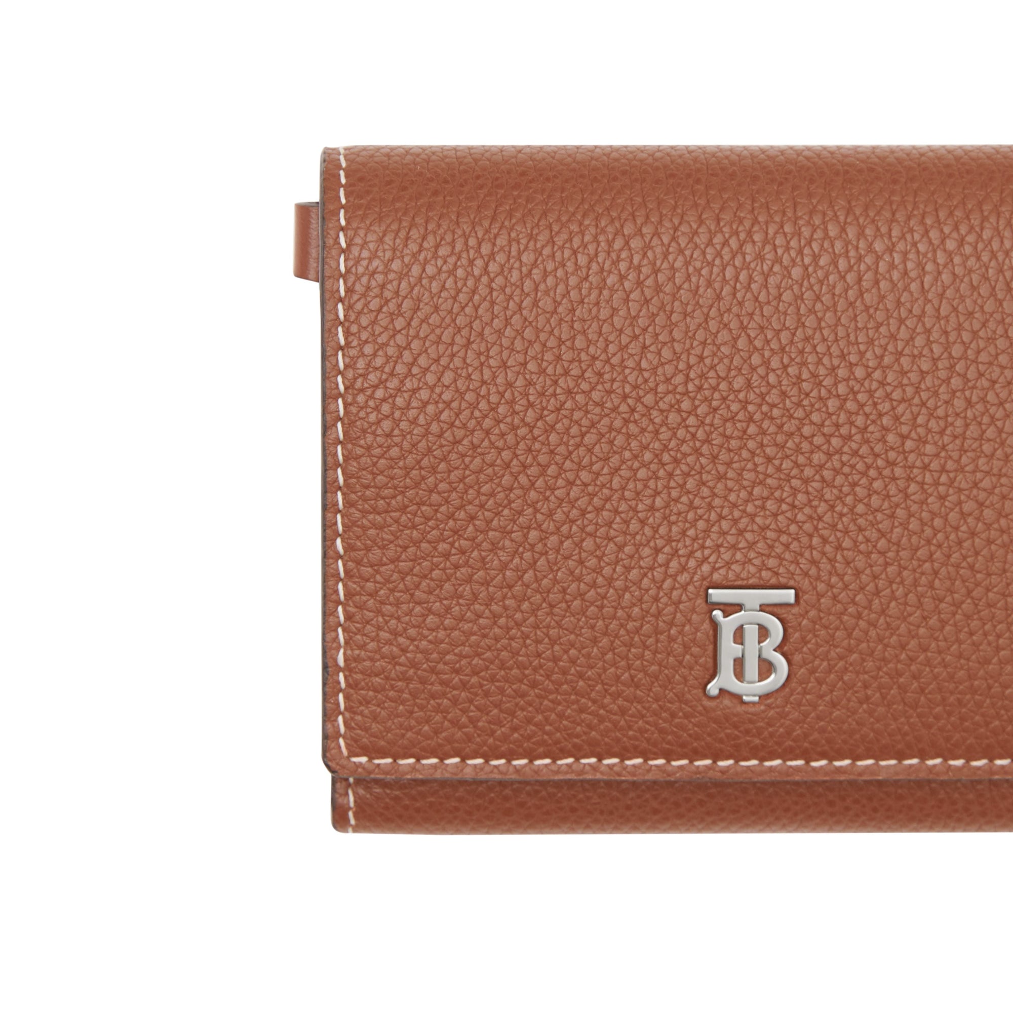 Petit portefeuille en cuir grainé avec sangle amovible - Tan