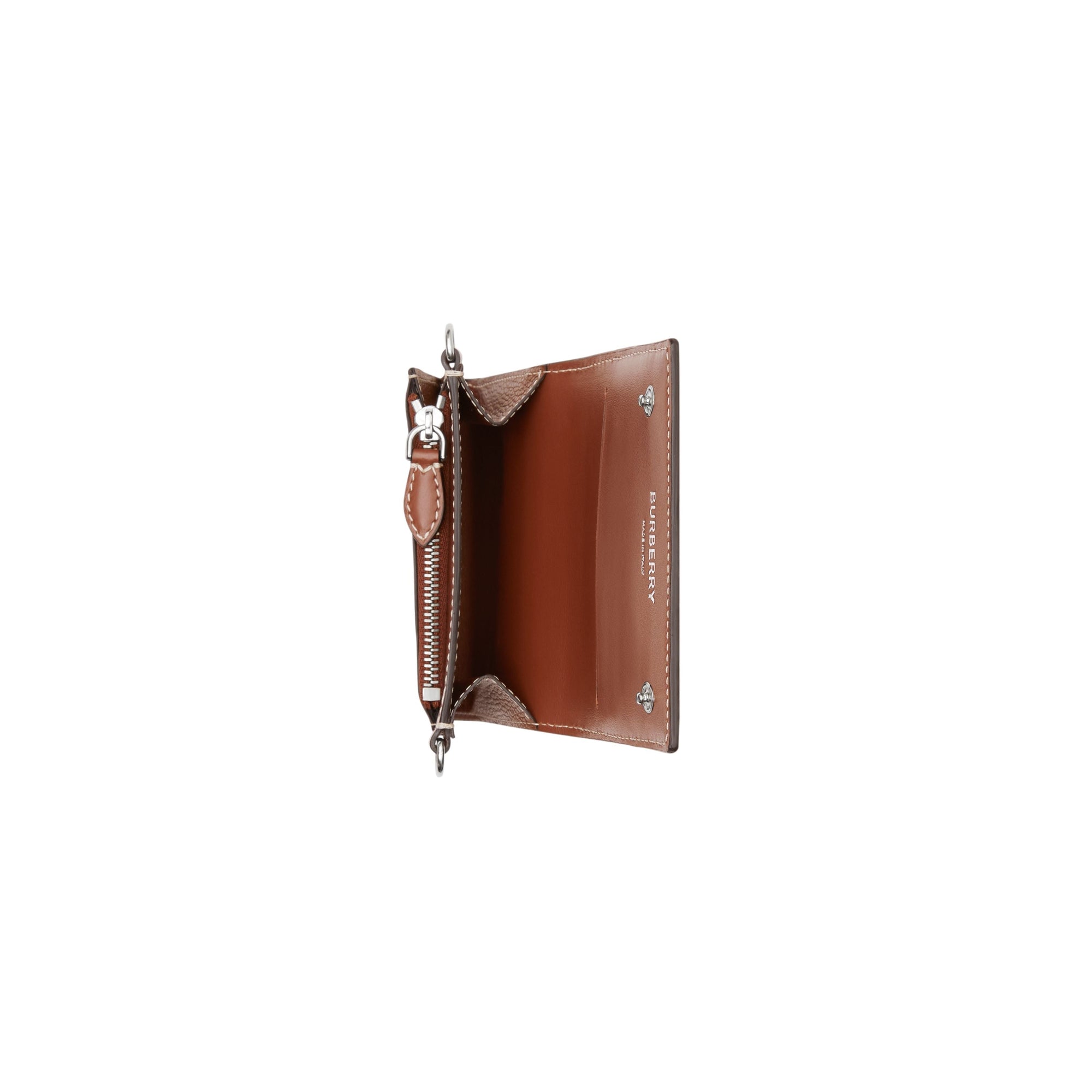 Petit portefeuille en cuir grainé avec sangle amovible - Tan