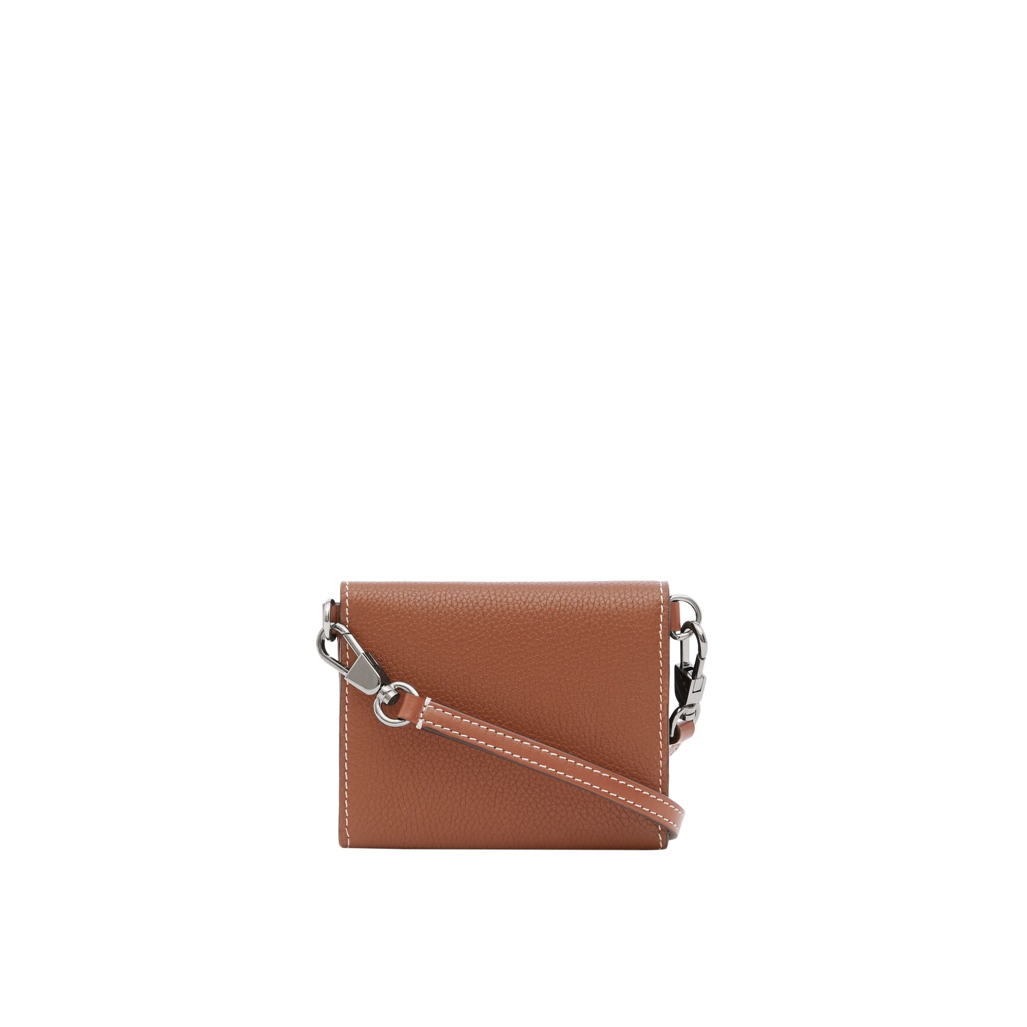 Petit portefeuille en cuir grainé avec sangle amovible - Tan