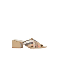 Sandales à talon bottier en cuir tressé - Archive Beige