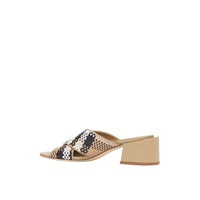 Sandales à talon bottier en cuir tressé - Archive Beige
