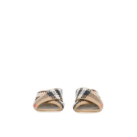 Sandales à talon bottier en cuir tressé - Archive Beige