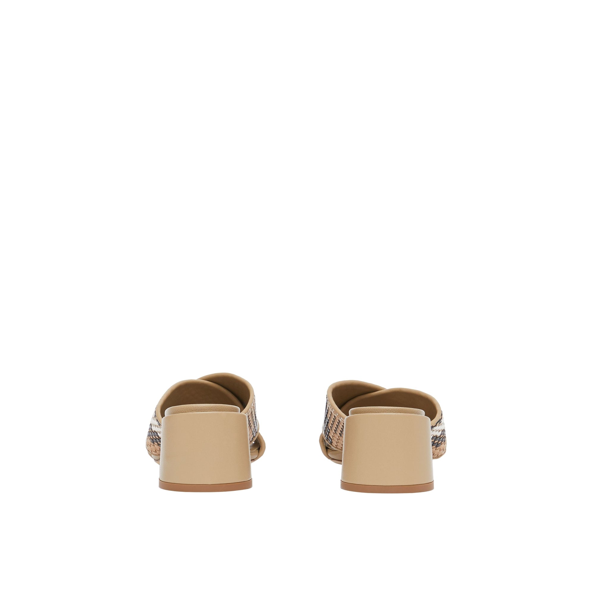 Sandales à talon bottier en cuir tressé - Archive Beige