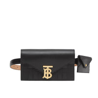 Sac pochette TB ceinturé en cuir matelassé - Black