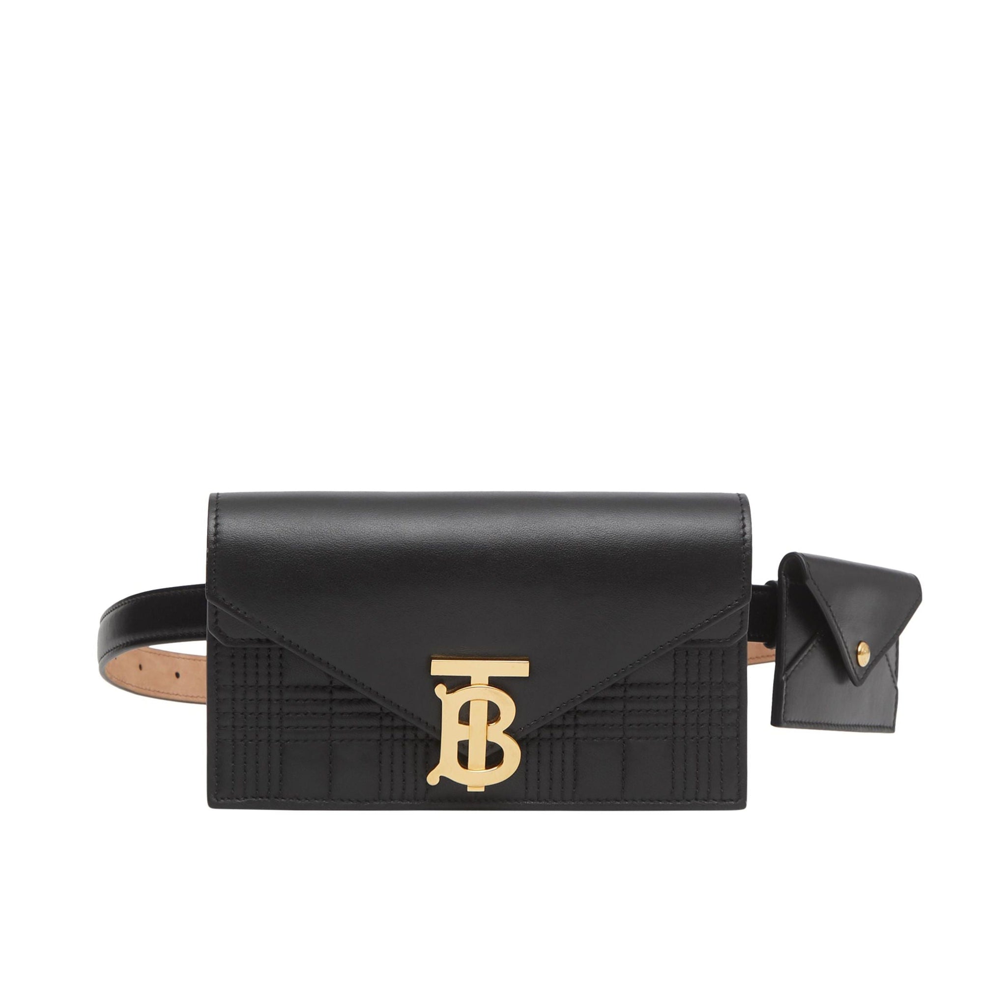 Sac pochette TB ceinturé en cuir matelassé - Black