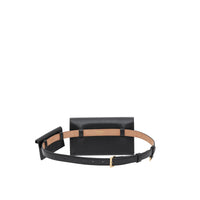 Sac pochette TB ceinturé en cuir matelassé - Black