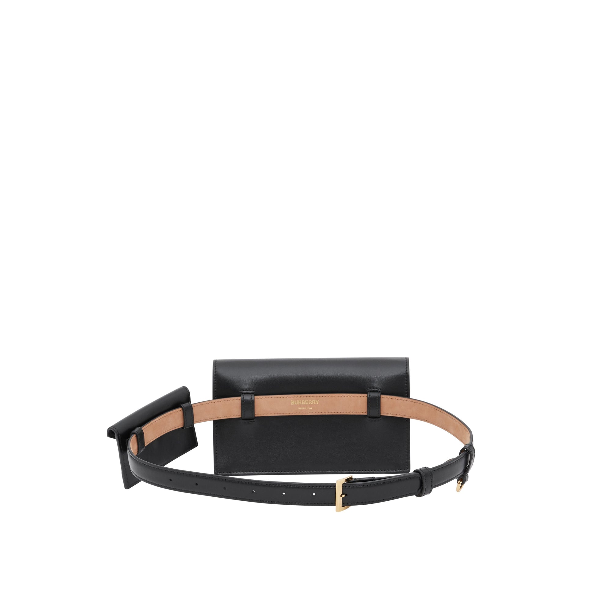 Sac pochette TB ceinturé en cuir matelassé - Black