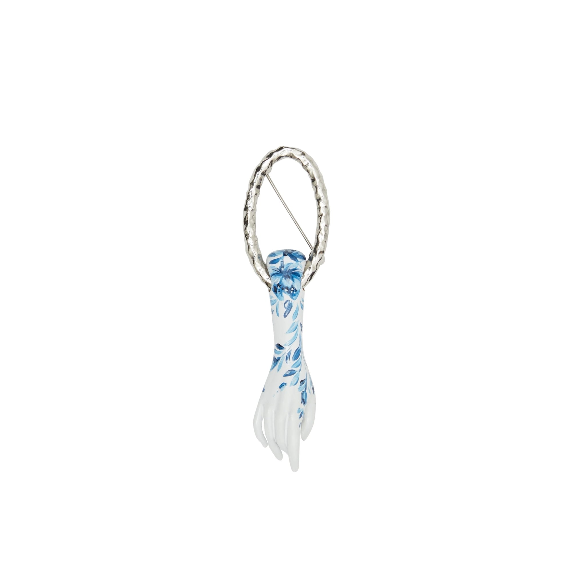 Broche plaquée palladium avec émail - Palladiom & White & Blue