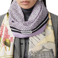 Foulard en soie à imprimé montage - Pale Thistle