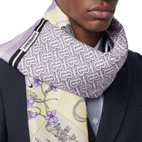 Foulard en soie à imprimé montage - Pale Thistle