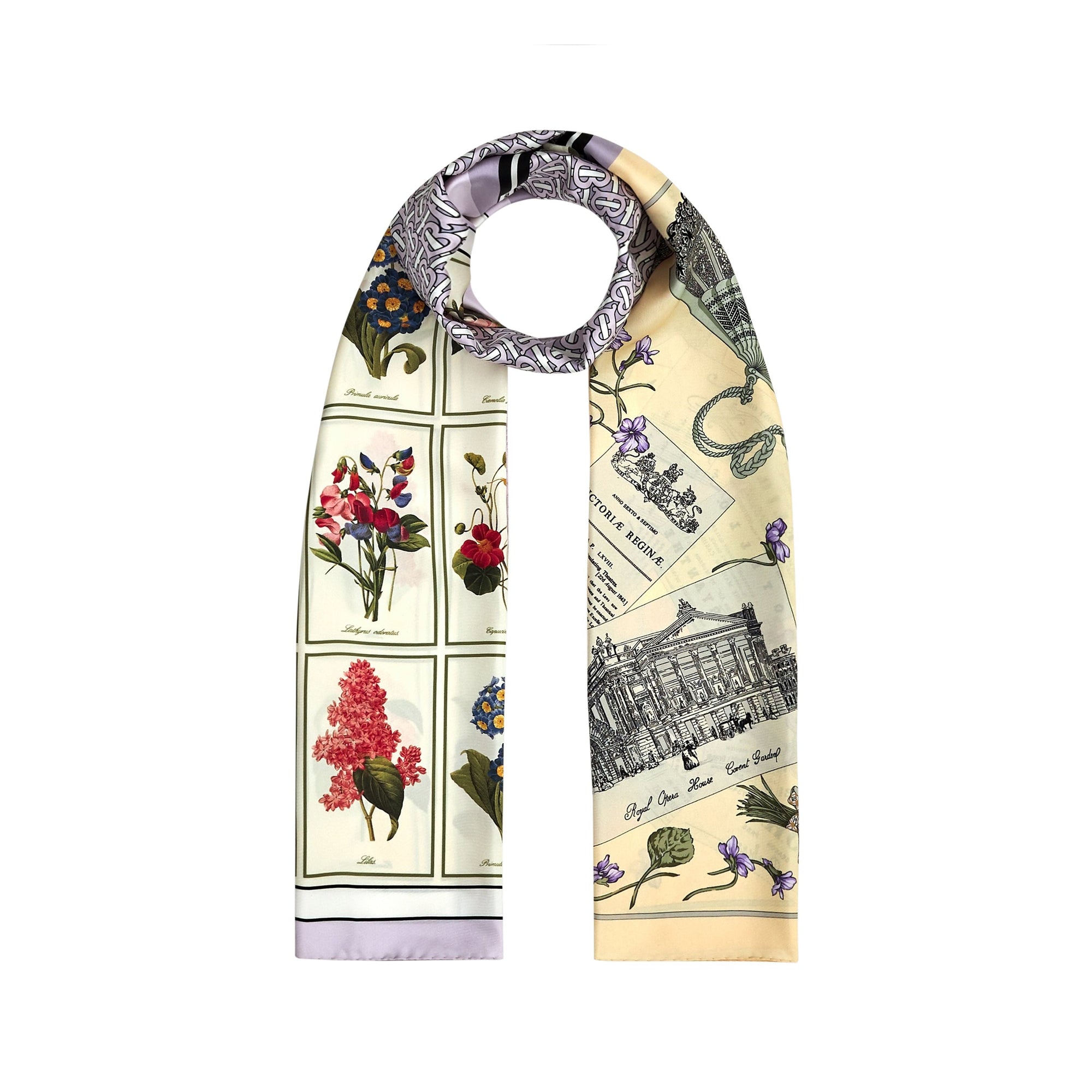 Foulard en soie à imprimé montage - Pale Thistle