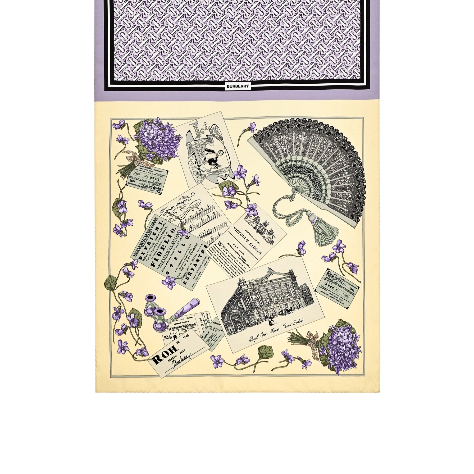 Foulard en soie à imprimé montage - Pale Thistle