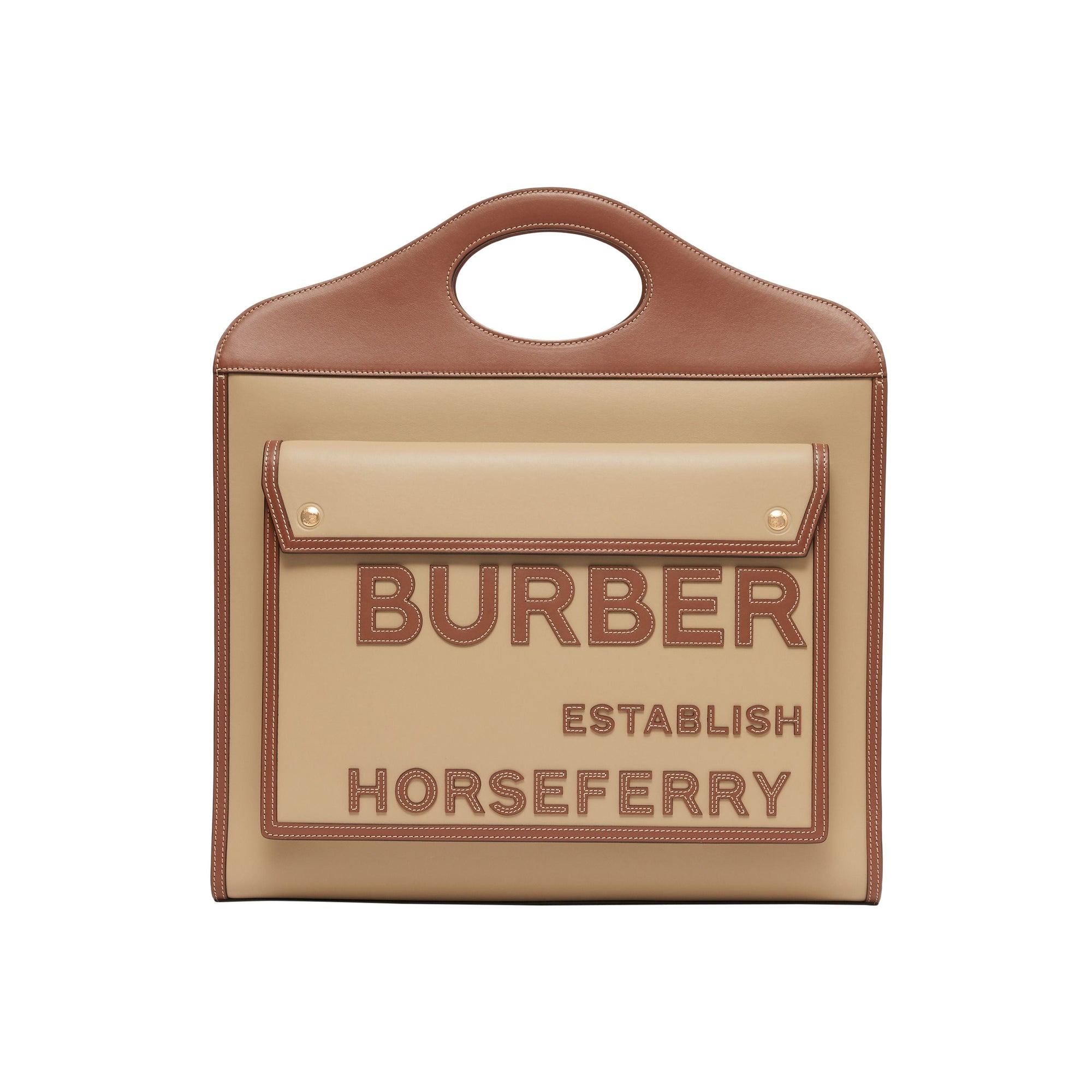 Sac Pocket extra-large en cuir avec appliqué Horseferry - Honey