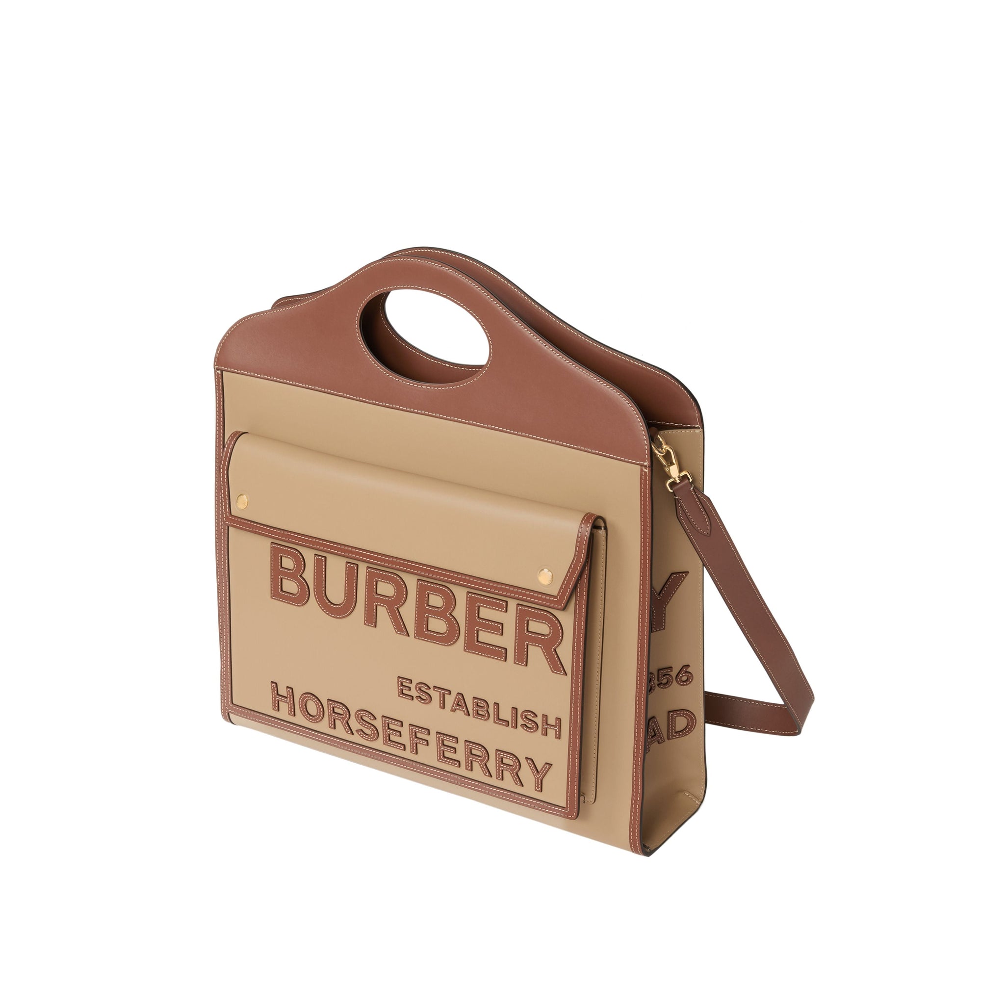 Sac Pocket extra-large en cuir avec appliqué Horseferry - Honey