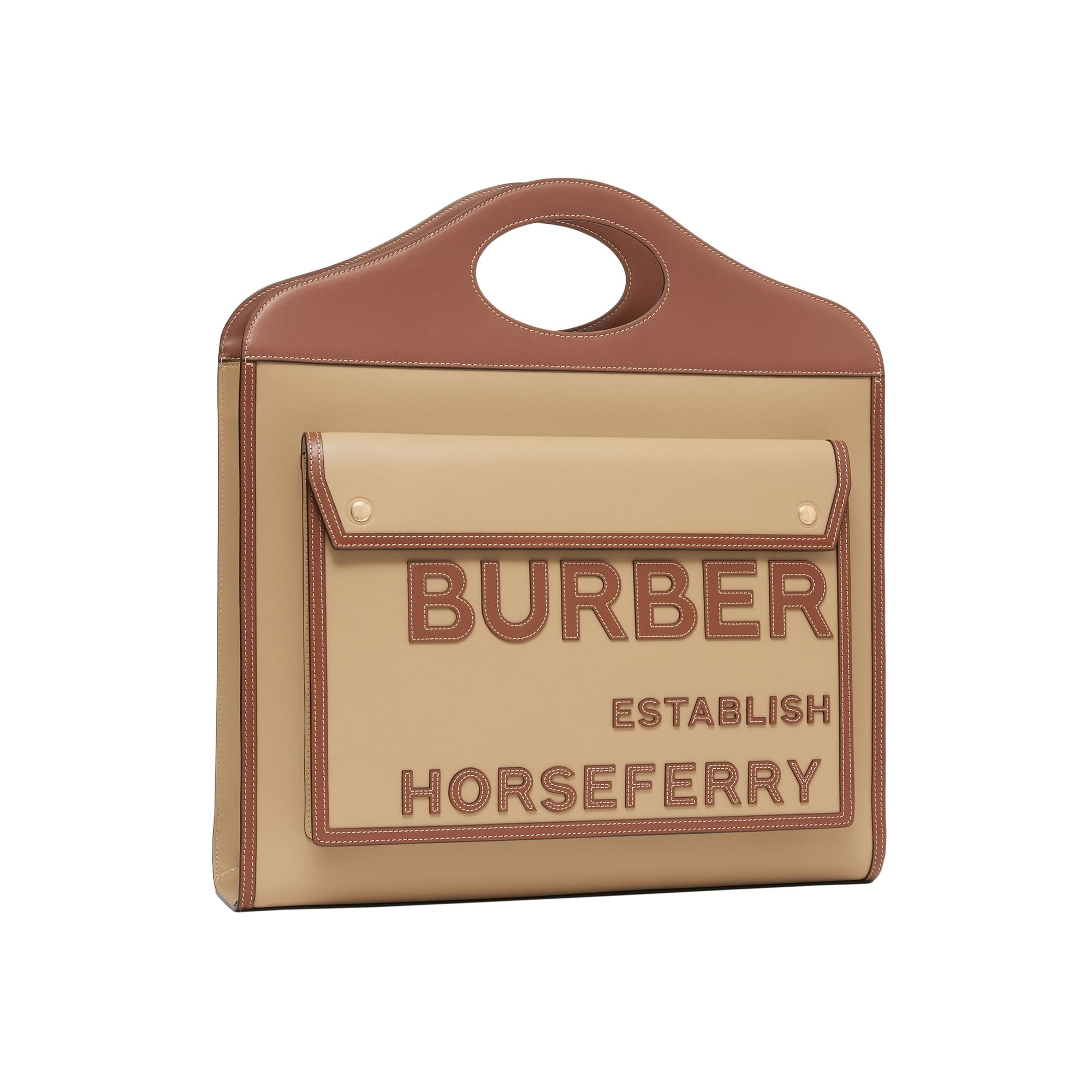 Sac Pocket extra-large en cuir avec appliqué Horseferry - Honey