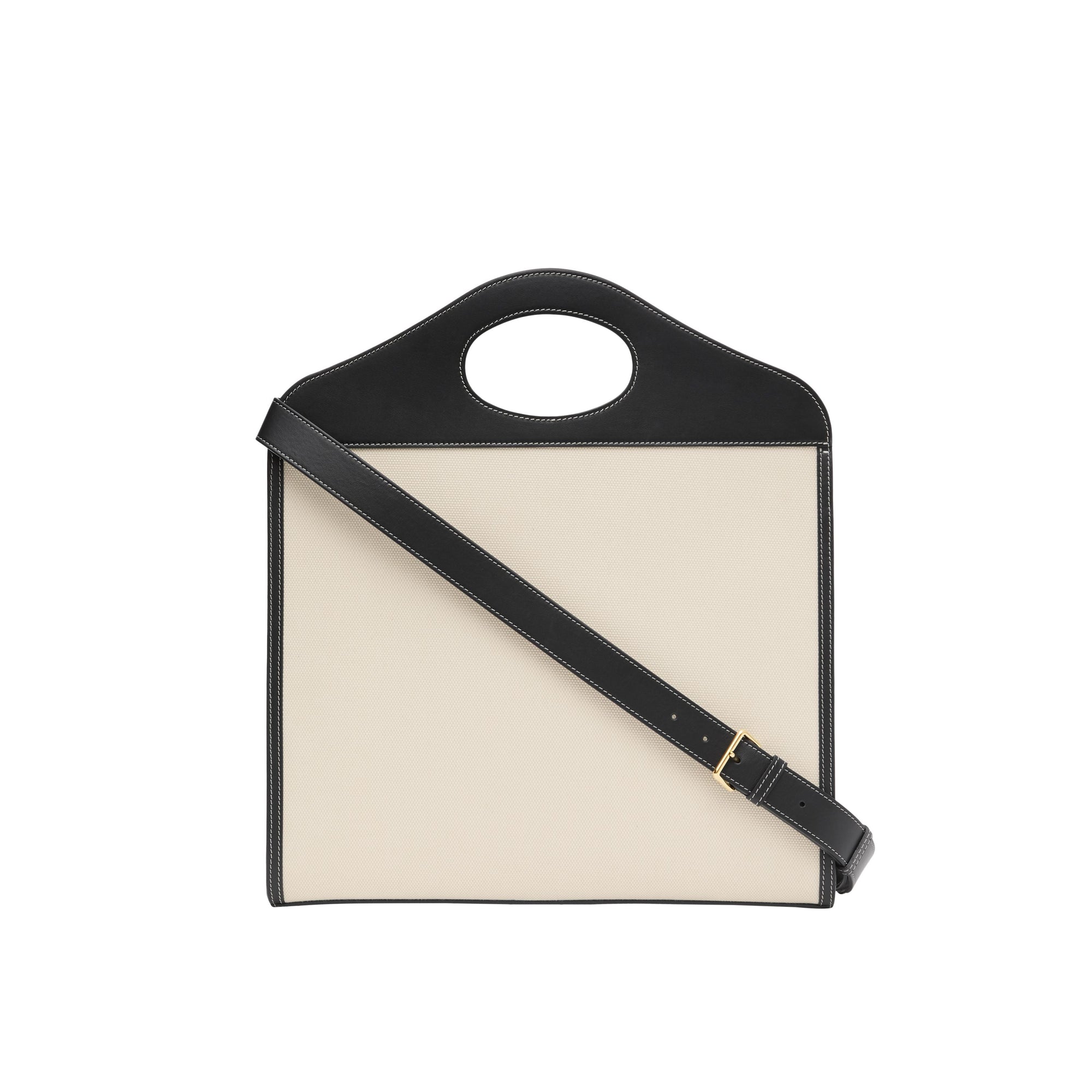Sac Pocket moyen en toile et cuir à logo - Black & White