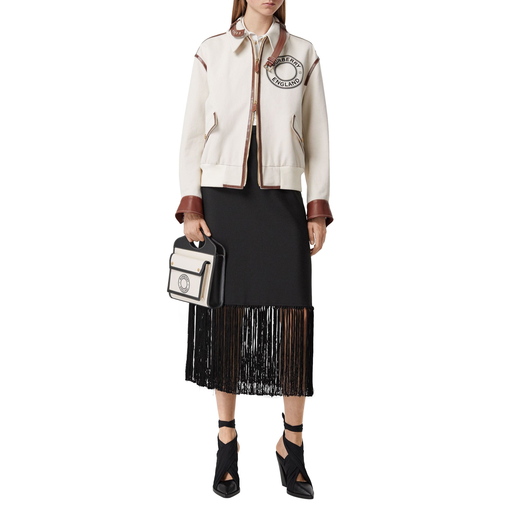 Mini sac Pocket en toile et cuir à logo - Black