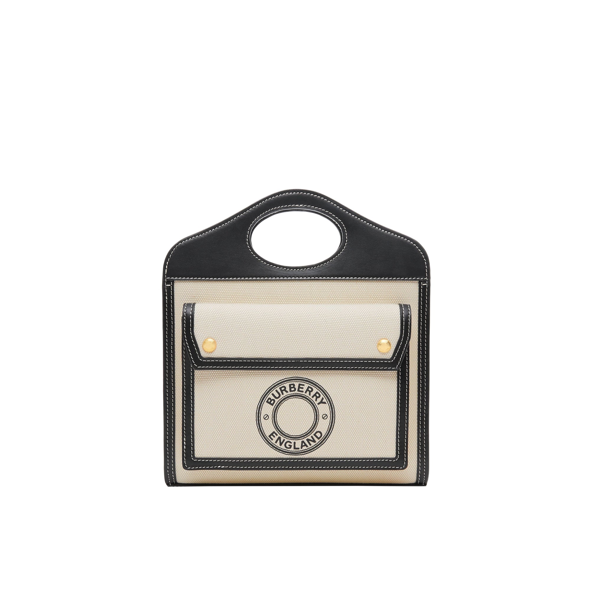Mini sac Pocket en toile et cuir à logo - Black