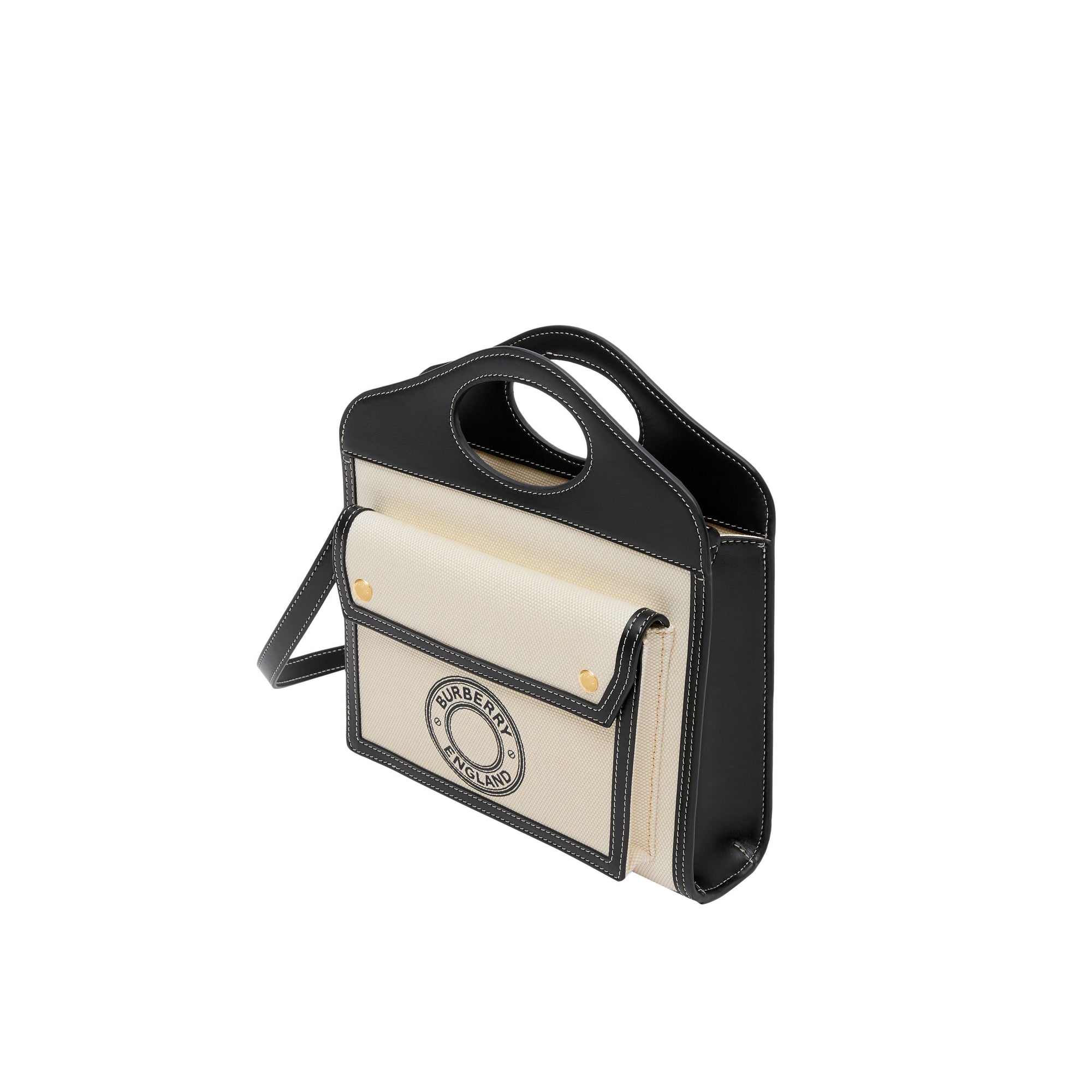 Mini sac Pocket en toile et cuir à logo - Black