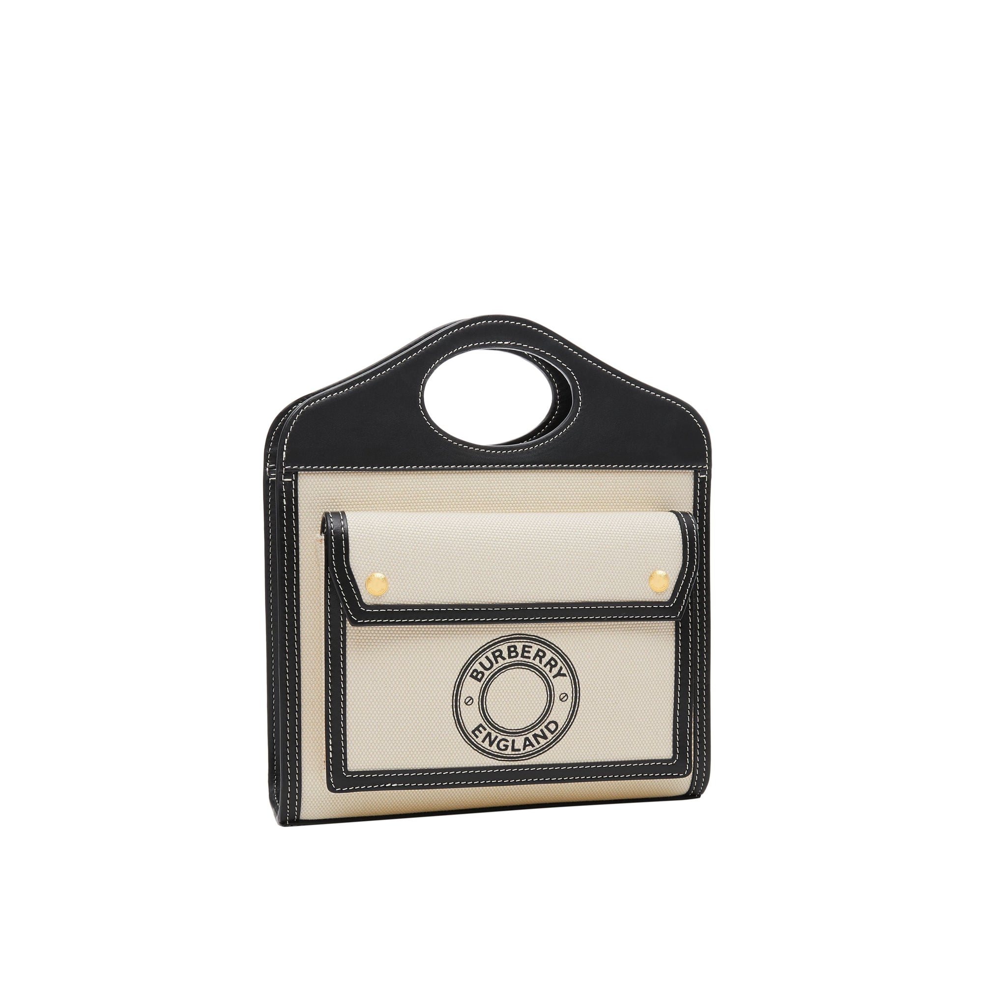 Mini sac Pocket en toile et cuir à logo - Black
