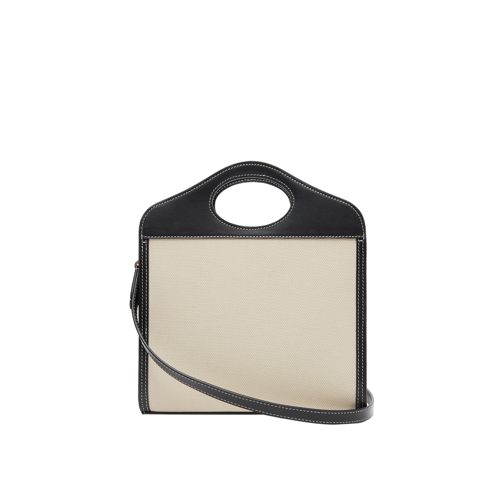 Mini sac Pocket en toile et cuir à logo - Black