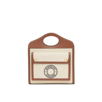 Mini sac Pocket en toile et cuir à logo - Tan