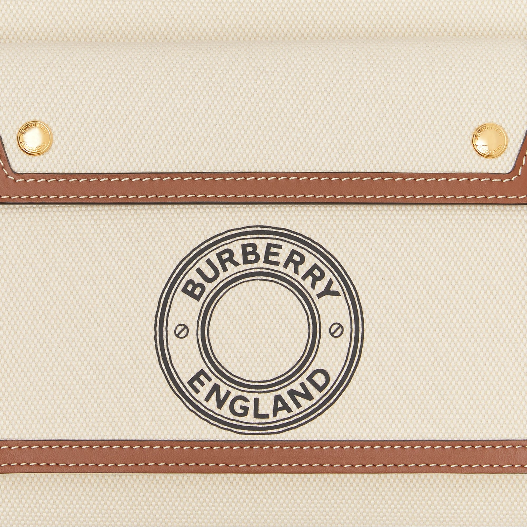 Mini sac Pocket en toile et cuir à logo - Tan
