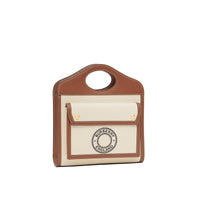 Mini sac Pocket en toile et cuir à logo - Tan