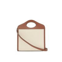 Mini sac Pocket en toile et cuir à logo - Tan