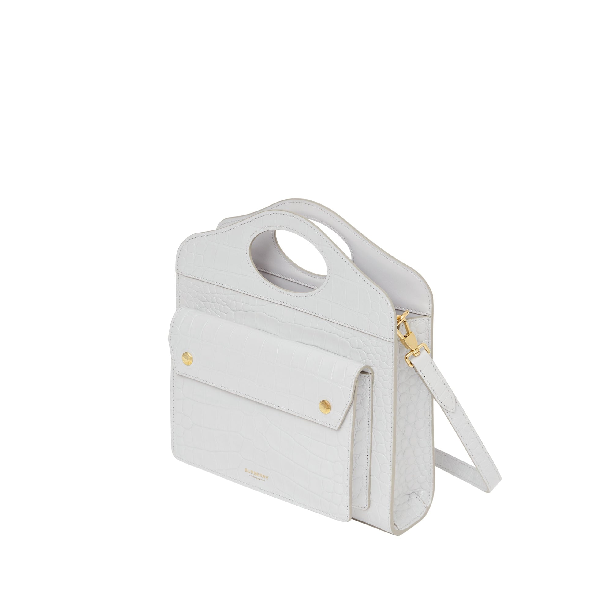 Mini sac pocket en cuir embossé - Light Pebble Grey