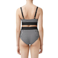 Bas de bikini vichy avec bande à logo - Black Check