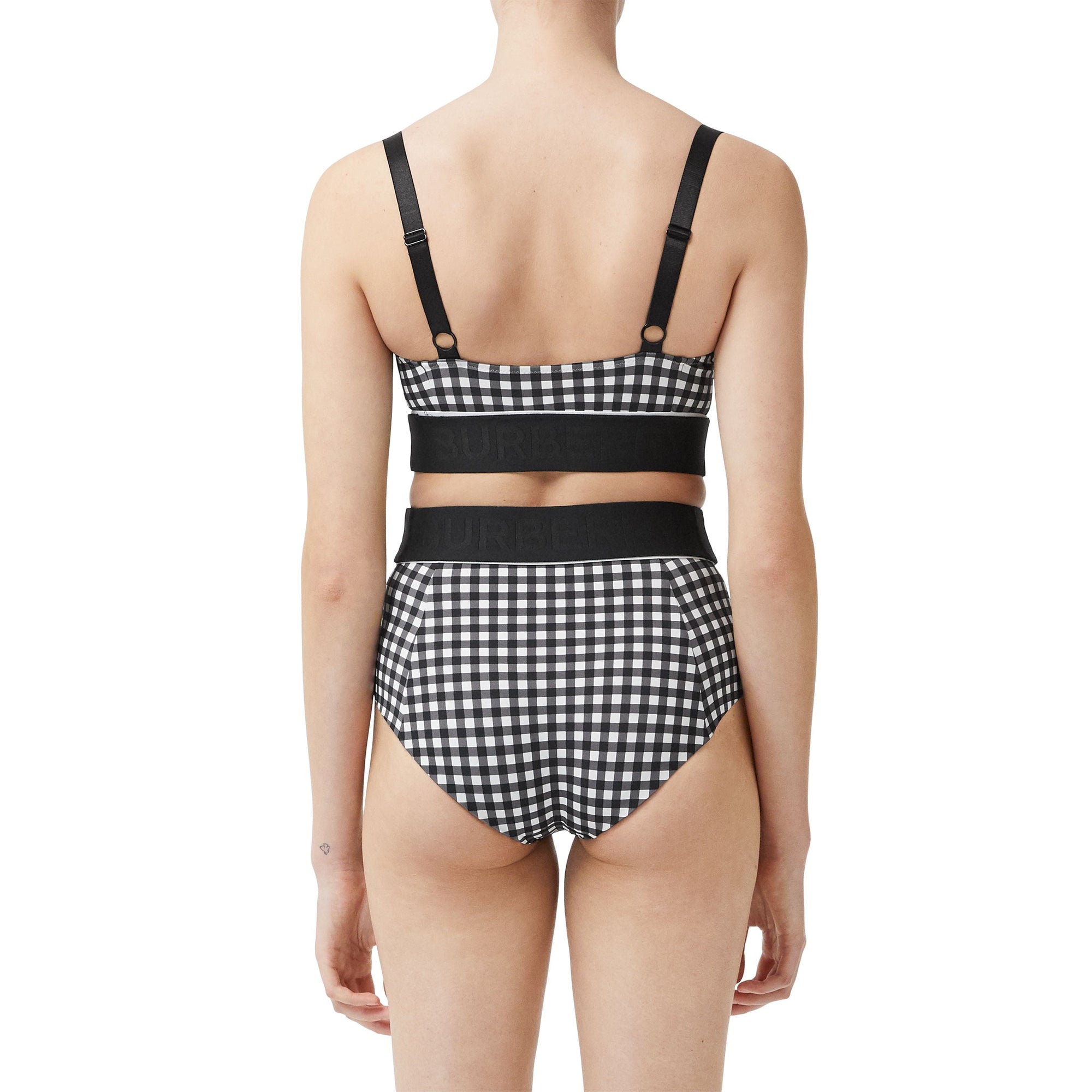 Bas de bikini vichy avec bande à logo - Black Check