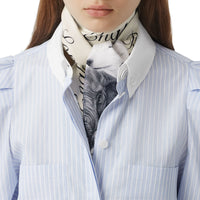 Foulard ultrafin en soie avec logo et imprimé animalier - Vanilla