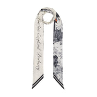 Foulard ultrafin en soie avec logo et imprimé animalier - Vanilla